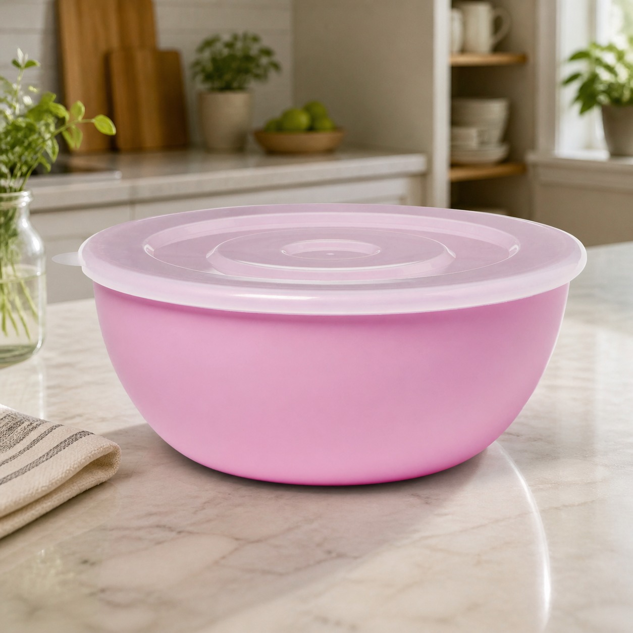 Meal Prep Containers - Ciotola Rosa con Coperchio Abbinato, Contenitore