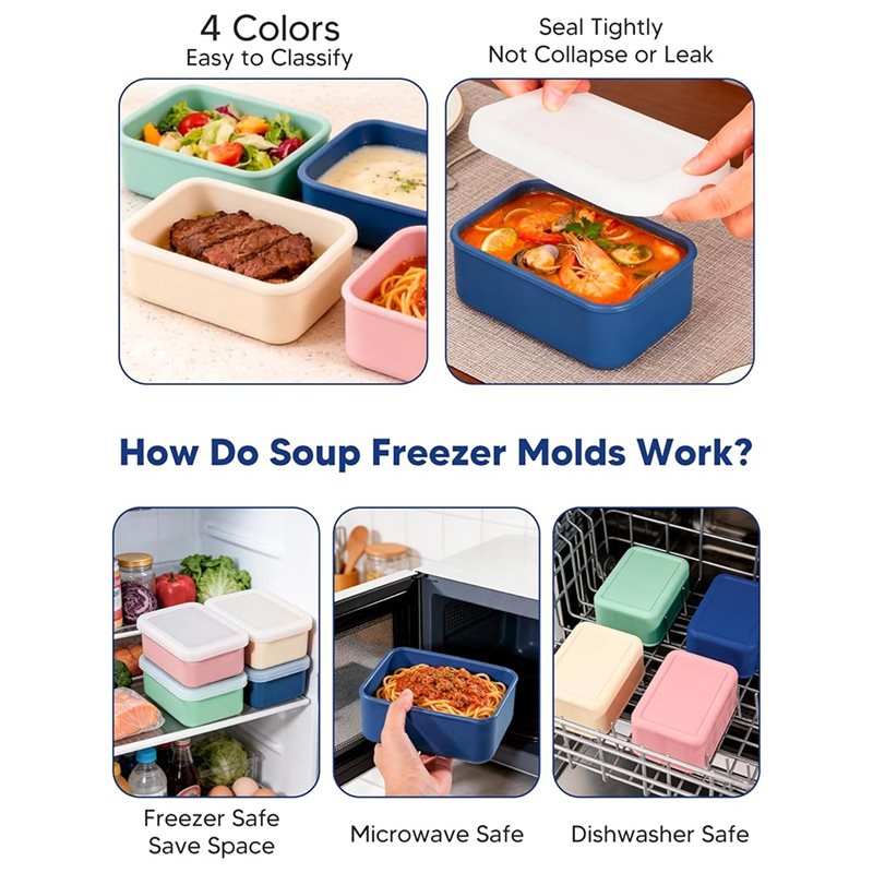 AB33-4-Pack Stampi in silicone - Meal Prep Containers recensione e prezzo
